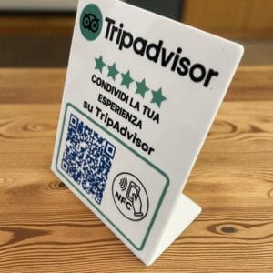 Supporto recensioni Tripadvisor personalizzabile con NFC e QRCODE
