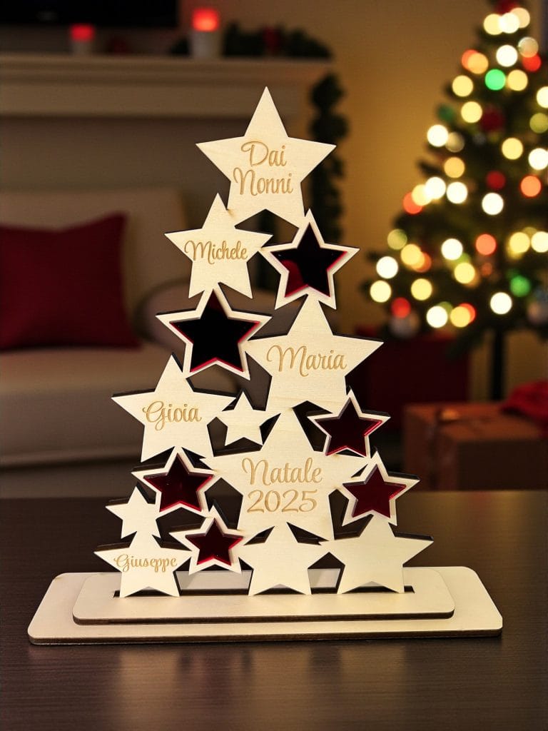 Oggetti personalizzati da regalare a Natale: idee uniche che scaldano il cuore 1 Albero di natale personalizzato con nomi